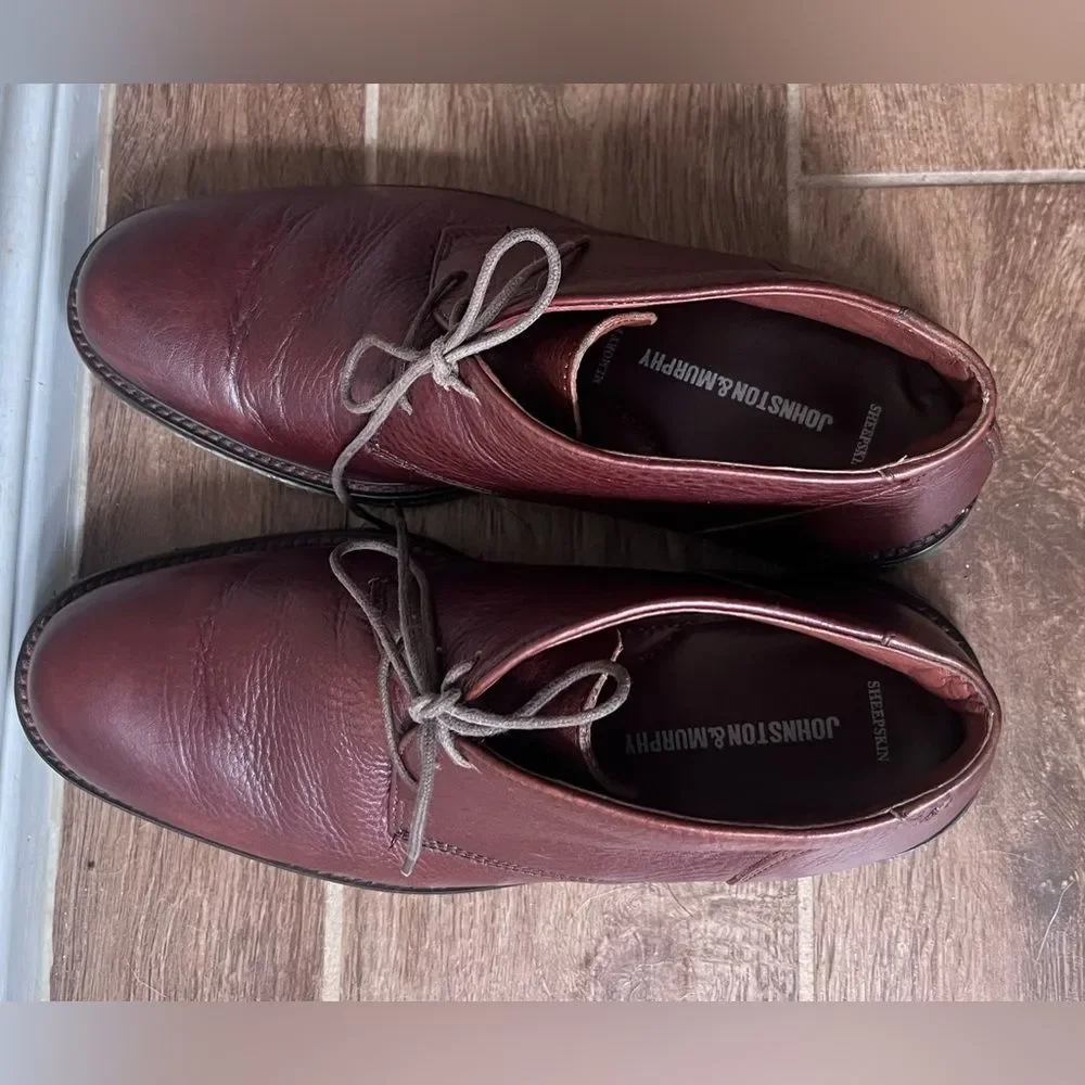 Johnston &‎ Murphy Copeland Brown Sheepskin Leather Chukka Boots US 9.5M